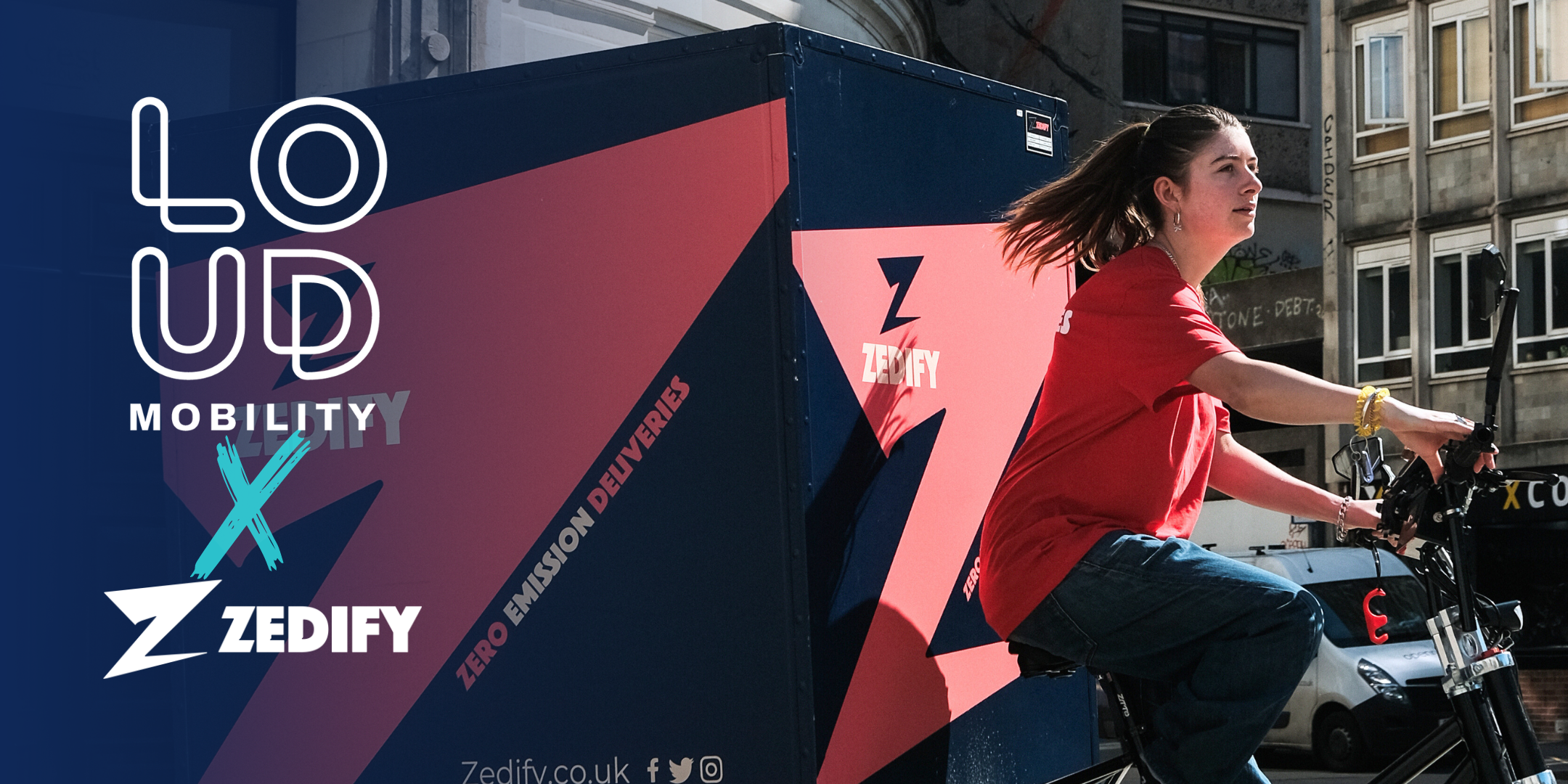 Woman riding Zedify cargo bike